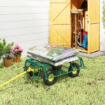Carrello da Giardino in Acciaio con Capacità 2 kg e Pareti Laterali Rimovibili, 104x54x51 cm, Verde e Giallo - immagine 7