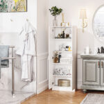 Mobile Multiuso con 5 Ripiani Livelli Regolabili in Legno, per Arredamento Domestico, 60x31,5x165cm, Bianco - immagine 9