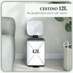 Bidone Immondizia da 12L a Pedale con Chiusura Silenziosa, in Metallo e PP, 24,5x32x34,5 cm, Bianco - immagine 4