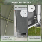 Capanno Attrezzi anti UV con Ingresso a Zip, in Acciaio Zincato e Tessuto PE,120x179x165 cm, Grigio Scuro - immagine 5