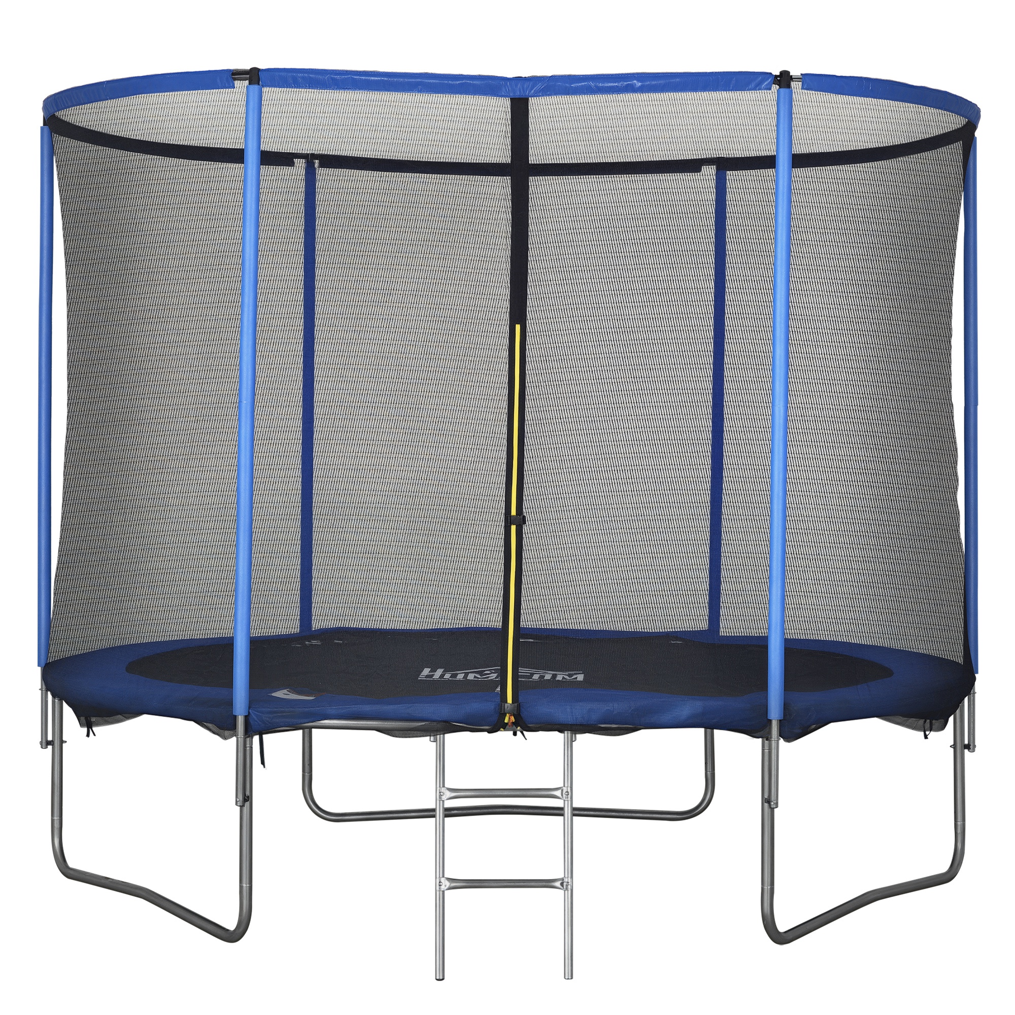 oTX1e01980a55cb08.jpg Trampolino Elastico da Esterno, Tappeto Elastico per Adulti da Giardino con Rete di Sicurezza e Bordo Imbottito, Giochi da Giardino e Casa, Ø305x248cm, Blu e Nero - immagine 1