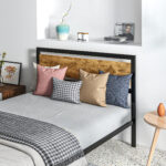 Struttura Letto Una Piazza e Mezza in Legno e Acciaio con Doghe in Stile Industriale, 140x2cm - immagine 8