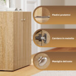 Mobiletto Multiuso a 2 Ante, Mobiletto Soggiorno o Ufficio in Legno con Maniglie in Alluminio, 70x39x70cm - immagine 6