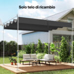 Telo Pergola per Esterni Anti UV in Poliestere Grigio Scuro con 8 Fori di Drenaggio, 392x350 cm - immagine 2