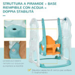 Scivolo 3 in 1 per Bambini con Altalena Regolabile, Canestro e Palle per Cameretta e Giardino, 149x186x98cm, Blu e Arancione - immagine 7