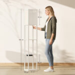 Lampada da Terra con Ripiani, Luce Regolabile, Interruttore a Pedale e Porte USB, Bianco - immagine 3