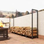 Legnaia da 0,8m³ Regolabile con Telo Impermeabile e Catene in Acciaio, 235x31x116 cm, Nero - immagine 9