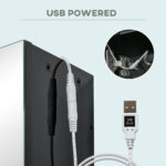 Armadietto con Specchio da Bagno a Parete in MDF con 3 Armadietti, 3 Ripiani e Luce LED, 90x15x65 cm, Nero - immagine 8