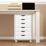 Cassettiera da Ufficio a 6 Cassetti con 4 Ruote e Blocco, 40x35x63 cm, Bianco - immagine 9