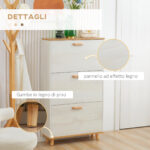 Mobile Scarpiera Salvaspazio in Truciolato con 3 Cassetti e 2 Ripiani Interni Regolabili, 70x23,5x122 cm, Bianco - immagine 7