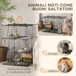 Gabbia Modulare per Conigli e Porcellini d'India Multilivello con 3 Porte e Fili d'Acciaio, Nero - immagine 7