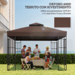 Copertura per Gazebo da Giardino 3x3m UPF30+ a 2 Livelli in Poliestere color Caffè - immagine 6
