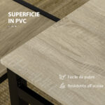 Set da Pranzo con Tavolo Rettangolare e 4 Sedie in Acciaio e MDF, Nero e Rovere - immagine 6