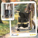 Passeggino per Cani Piccoli Pieghevole con Ruote Girevoli e Freno, 75x45x97 cm, Nero - immagine 3