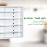 Vetrina Espositiva da Parete a 4 Ripiani Regolabili, Vetrinetta per Collezionismo, Bacheca Espositore a Muro per Oggetti da Collezione, in Vetro e Truciolato, 80x9,5x60 cm, Bianco - immagine 4