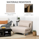 Poltrona Letto 3 in 1 con Schienale Reclinabile in 6 Posizioni, 94x78x80 cm, Beige - immagine 5