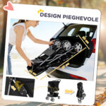 Passeggino per Cani Pieghevole con Cestino e Portabicchiere, Peso Max, 10 kg, 77x44x102 cm, Nero - immagine 5