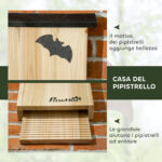Set di 3 Casette per Pipistrelli in Legno di Abete per Esterni, 25x6x37,5 cm, Legno Naturale - immagine 7