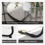 Set da Giardino 6 Pezzi in Acciaio con 4 Sedie Pieghevoli, Ombrellone e Tavolo Rotondo, Grigio e Nero - immagine 7