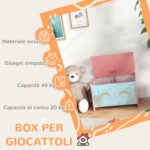 Baule Portagiochi per Bambini con Coperchio e Cerniera di Sicurezza in MDF, 60x37x39cm, Rosa - immagine 4