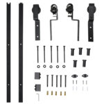 Kit Porta Scorrevole in Acciaio con Binario, Rulli, Fermi, Guide, Bulloni e Viti, 2x0,6x4 cm, Nero - immagine 6