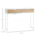 Consolle Moderna per Ingresso e Soggiorno con 2 Cassetti in Metallo 1x30x75cm - Bianco - immagine 3