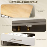 Carrello Cucina con Portabottiglie, 3 Ante, 4 Ruote e Cassetto, Mobiletto Cucina Salvaspazio per Microonde e Spezie in Legno, 67x37x87 cm, Bianco e Rovere - immagine 6