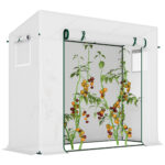 Serra da Giardino con Porta Avvolgibile e Bordi Estesi, in Acciaio e PE, 2x76x168 cm, Bianco