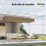 Tetto per Gazebo Pergola con 10 Fori di Drenaggio in Poliestere, 350x260 cm, per Pergola 4x3m, Marrone Chiaro - immagine 9