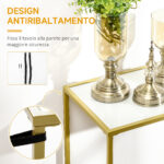 Mobile Consolle da Ingresso in Acciaio e Vetro Temperato, 1x35,5x80cm, Bianco e Oro - immagine 7