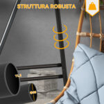 Supporto per Amaca e Poltrona a Uovo in Acciaio con Gambe ad A e Agganci Singoli e Doppi, 178x143x180 cm, Nero - immagine 4