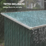 Capanno da Giardino con 2 Porte Scorrevoli e Tetto Inclinato in Lamiera d'Acciaio, 261x133x182cm, Verde - immagine 7