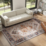 Tappeto Bohemien Antiscivolo e Lavabile a Pelo Corto per Soggiorno e Camera, 230x160 cm, Marrone - immagine 7