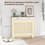 Copritermosifone a Doghe Antiribaltamento con Cassetto Portaoggetti, in Legno, 112x19x97 cm, Bianco - immagine 7