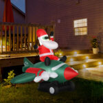 Babbo Natale Gonfiabile su Aereo 160cm con Luci LED Integrate, Decorazione Natalizia da Esterno - immagine 2