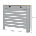 Copritermosifone in MDF a Doghe, Copricalorifero a Griglia con 2 Cassetti, 111x19x95,5 cm, Grigio - immagine 3