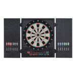 Bersaglio Freccette Elettronico con Punteggio Automatico, 12 Freccette e 6 Display, 51x6,5x57cm, Nero