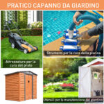 Capanna da Giardino in Acciaio e PP con Prese d'Aria, 197x163x178-2 cm, Marrone - immagine 6