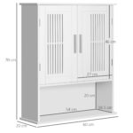 Mobiletto da Bagno a Muro Salvaspazio con Armadietto e Ripiano, 60x20x70 cm, Bianco - immagine 5