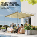 Copertura per Gazebo Pergola 4x3 m in Poliestere Traspirante Beige con 10 Fori di Drenaggio - immagine 5