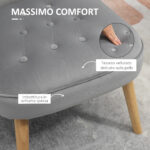 Sedia Moderna per Soggiorno e Sala da Pranzo con Seduta Imbottita e Tessuto Vellutato, 60x66x79 cm, Grigia - immagine 5