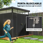 Capanno da Giardino con Lucernario in Acrilico e Fori di Drenaggio, in Acciaio, 2x258x201 cm, Grigio Scuro - immagine 7