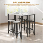 Set da Bar 6 Pezzi con 4 Sgabelli da Bar e 2 Tavoli Alti in Legno Truciolato e Acciaio per Cucina e Soggiorno, Grigio - immagine 5
