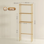Mobile Sopra WC a 3 Ripiani a Doghe Salvaspazio in Bambù, 63,5x25,5x181 cm, color Legno - immagine 3