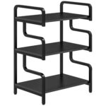 Supporto per Stampante Industriale a 3 Livelli, in Metallo e Truciolato, 55x40x77 cm, Nero