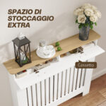 Copritermosifone a Doghe Antiribaltamento con Cassetto Portaoggetti, in Legno, 112x19x97 cm, Bianco - immagine 6