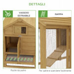 Pollaio Prefabbricato in Legno per 2 Galline con Recinzione e Nido per Cova, 150,5x54x87cm - immagine 7