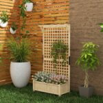 Fioriera da Giardino con Traliccio per Piante Rampicanti, 90x45x183 cm, Legno Naturale - immagine 8