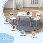 Set Tavolino e 2 Sedie per Bambini 3-8 Anni in MDF e Legno di Pino, Grigio - immagine 4