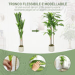 Pianta Artificiale di Dracena Verde in PEVA e Legno con Vaso Contenitore in PP e Cemento, 60x40x120 cm - immagine 6